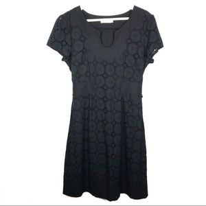 One World Crochet Black Back Tied Shift Dress